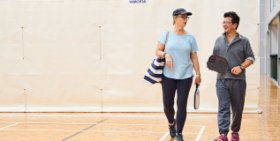 Pickleball players chatting